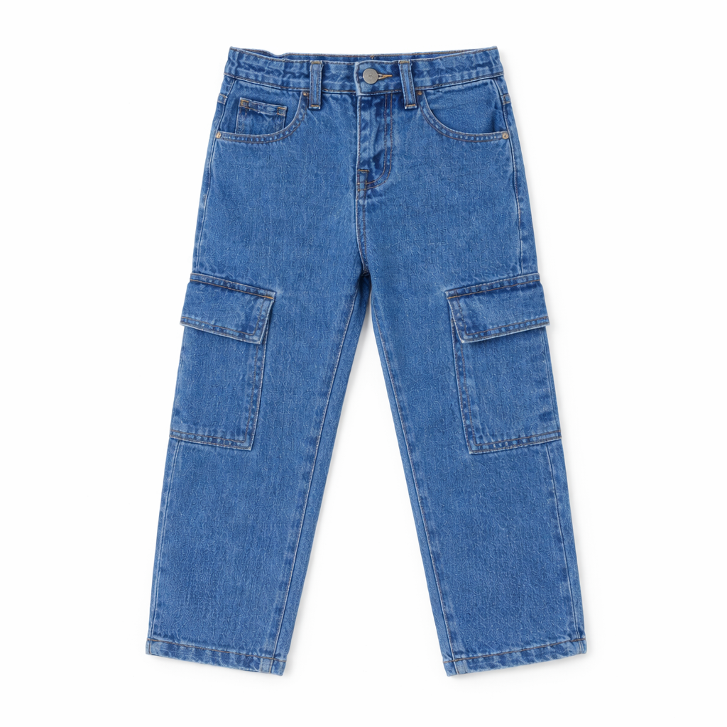 Boys blue cargo denim pant