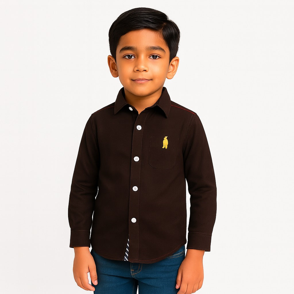 Embraided brown casual shirt