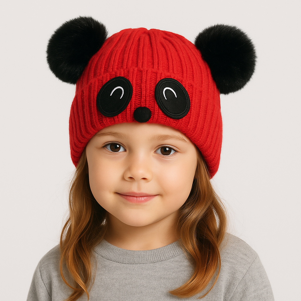 Red panda pompon cap
