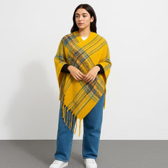 Ladies yellow and green lining poncho