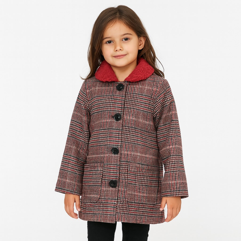 Girls red checkered coat