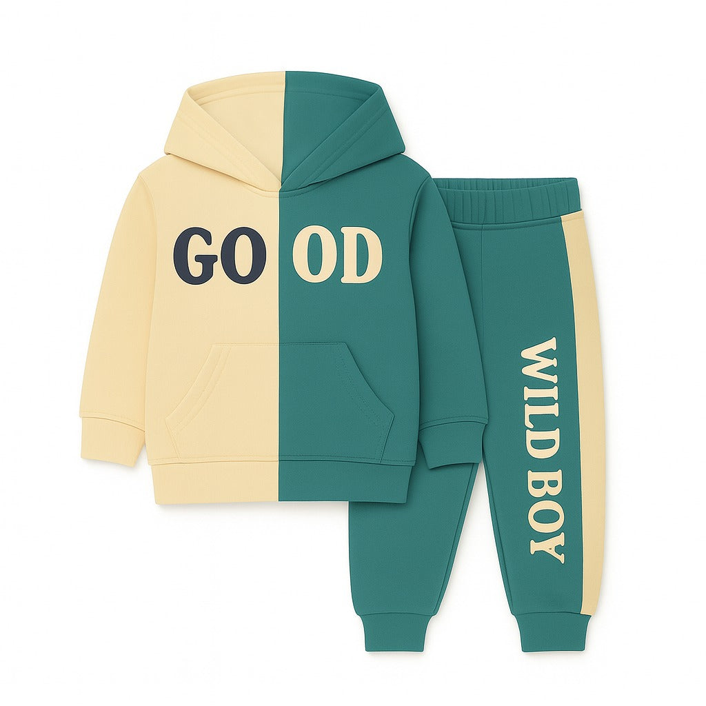 Boys green good hood tracksuit
