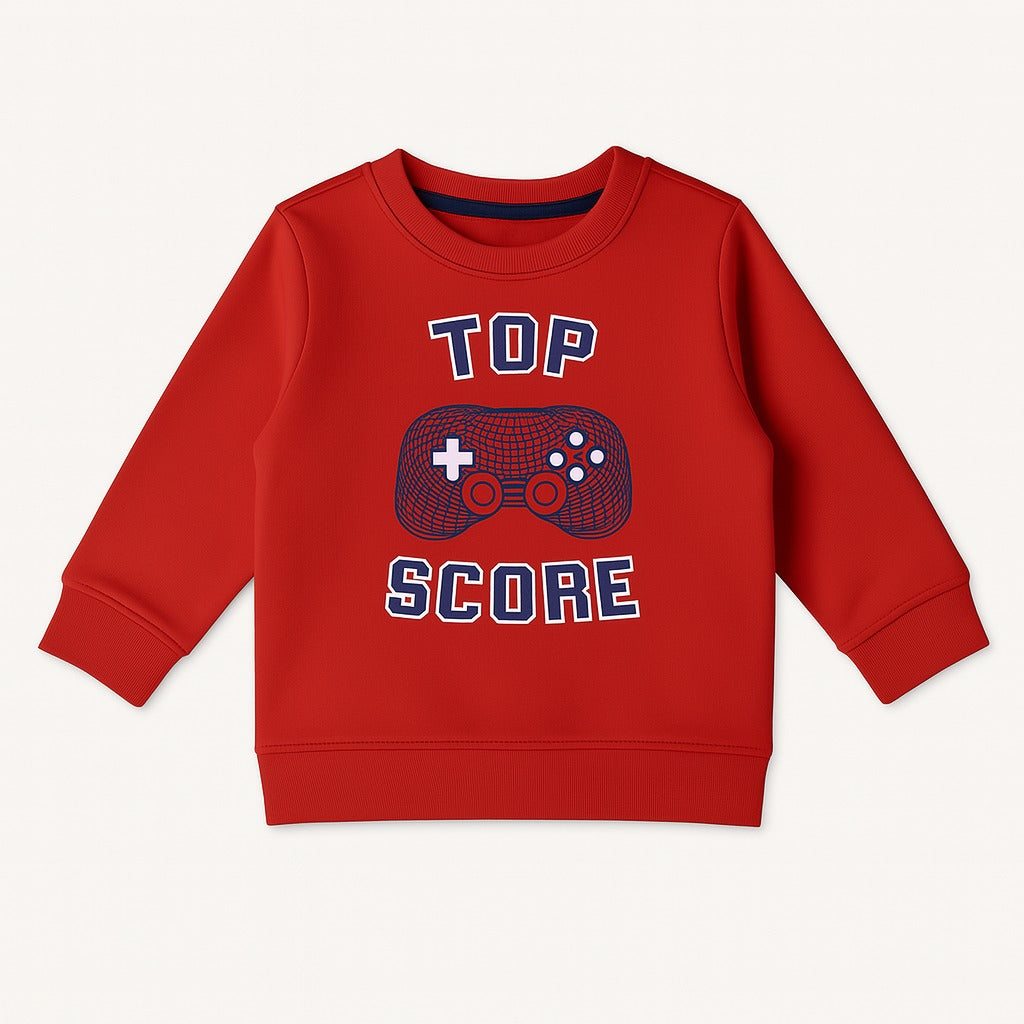 Boys red top score sweatshirt