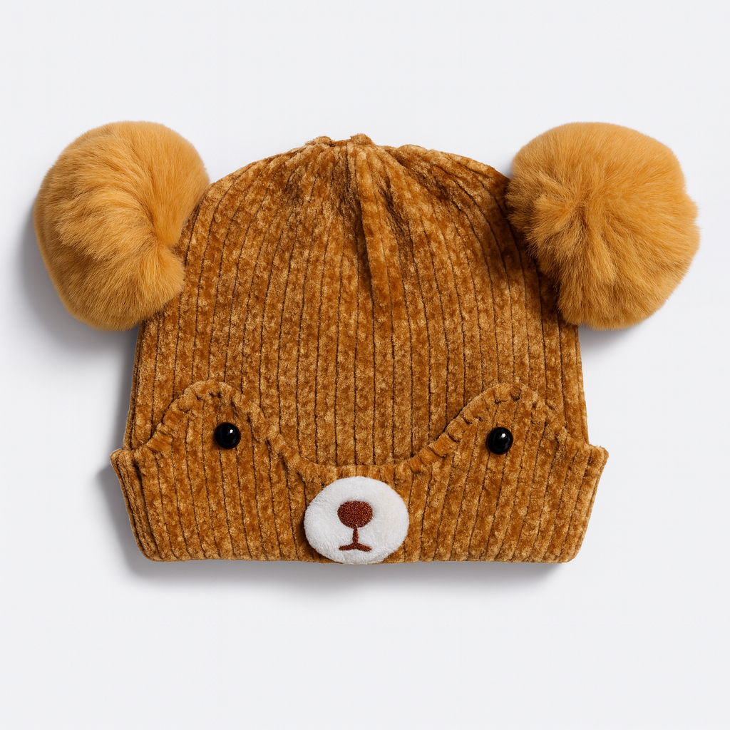 Camel velvet bear cap