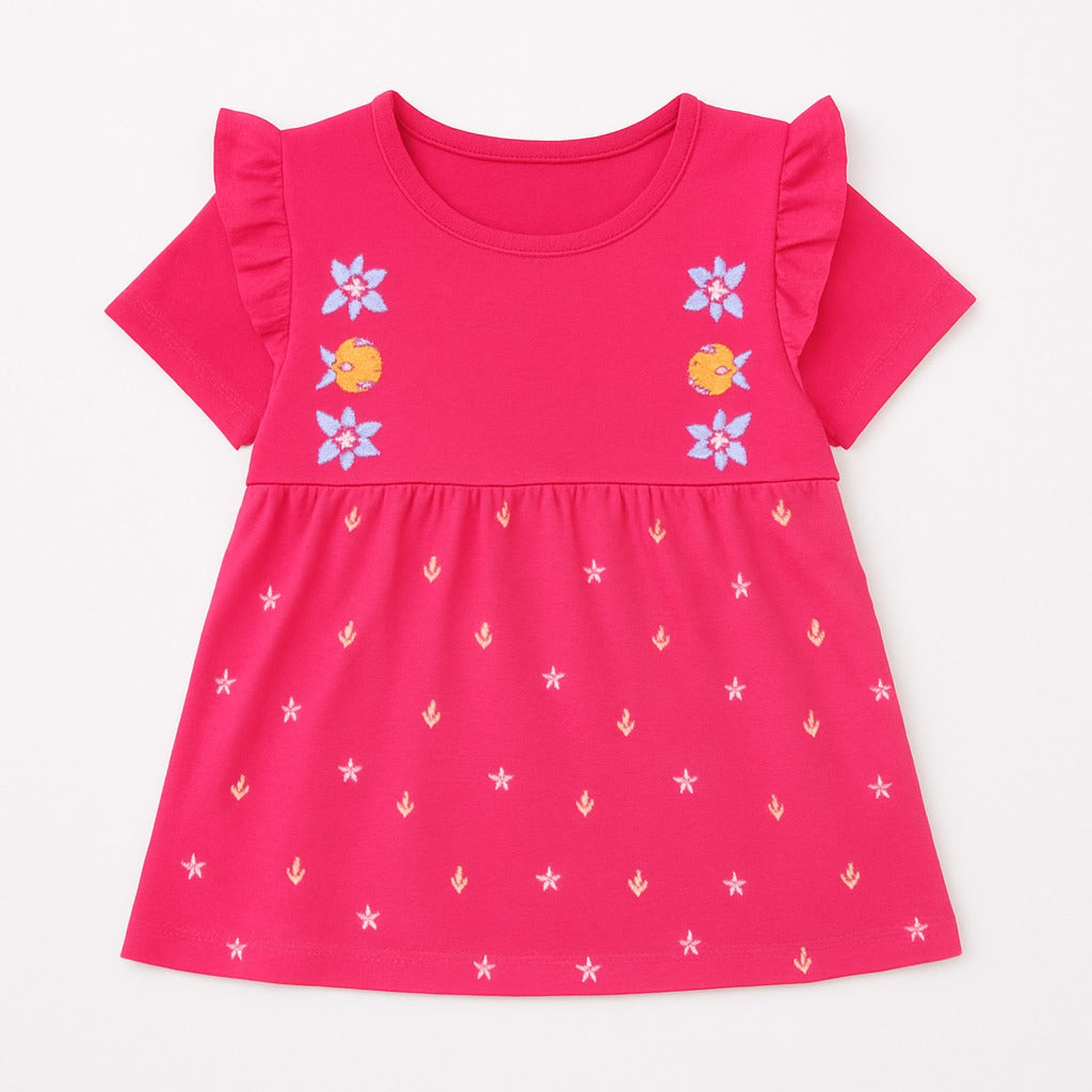 Girls pink side frioll frock