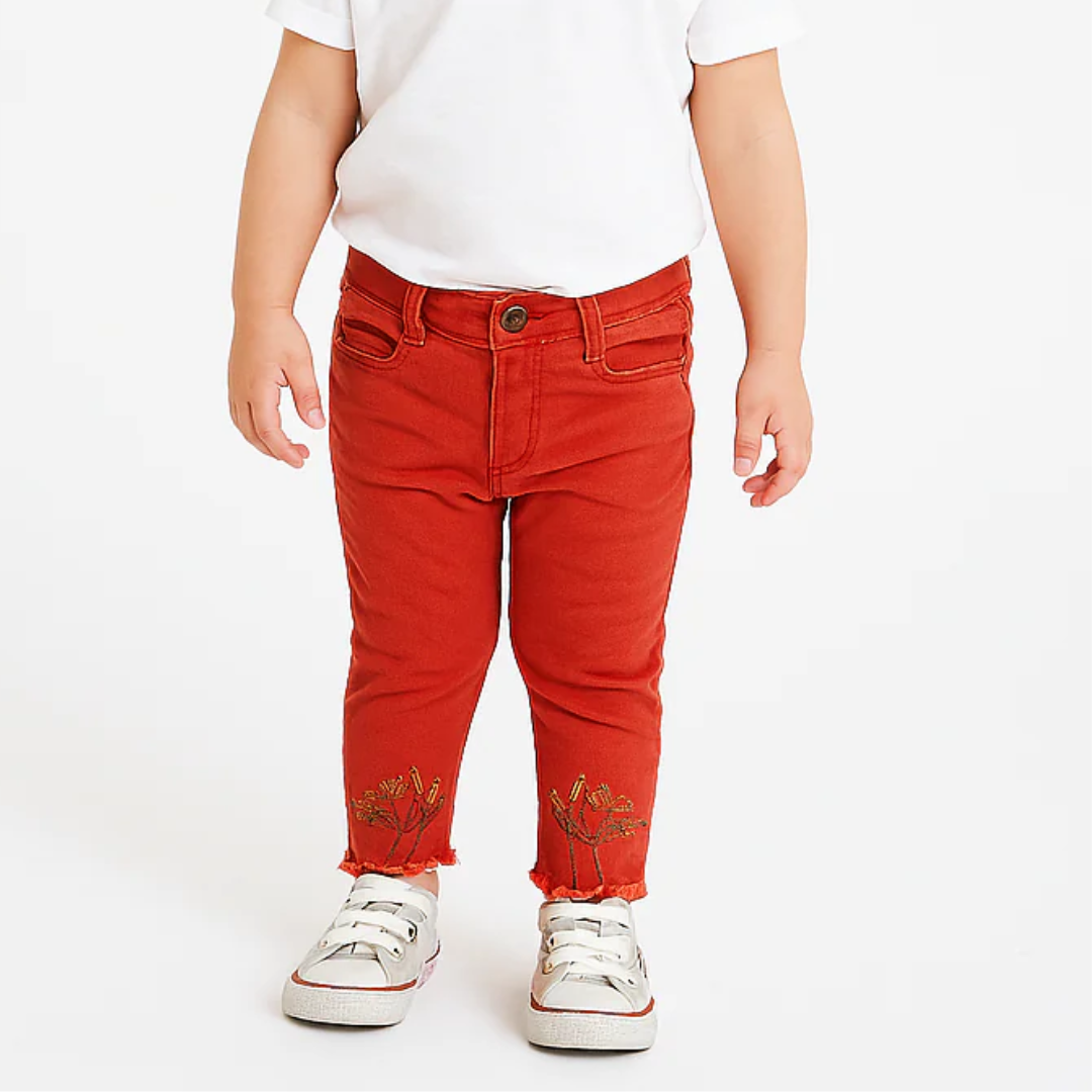 Red flower pant