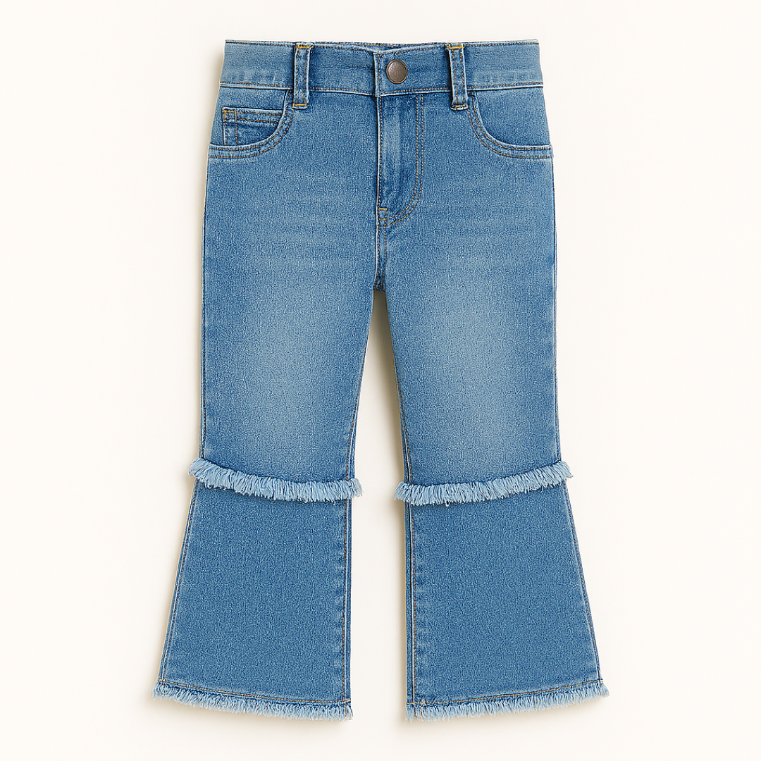 Girls blue denim flapper panT