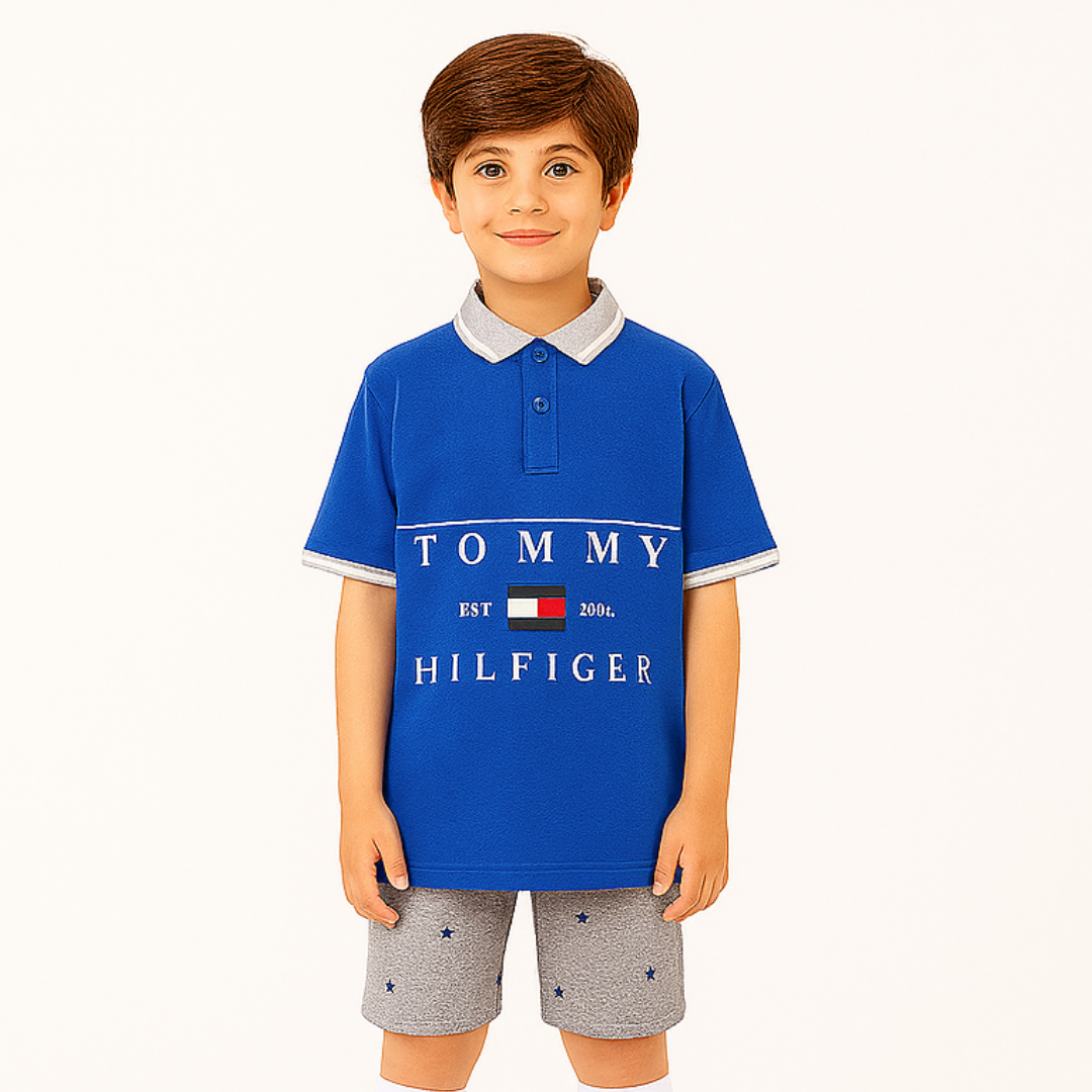 Boys blue tommy helfiger polo shirt