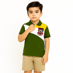 Boys yellow,green and white polo shirt