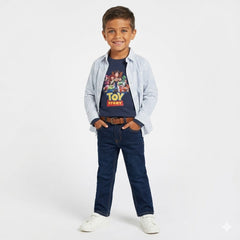 Boys White Printed Full Sleeves Casual Shirt