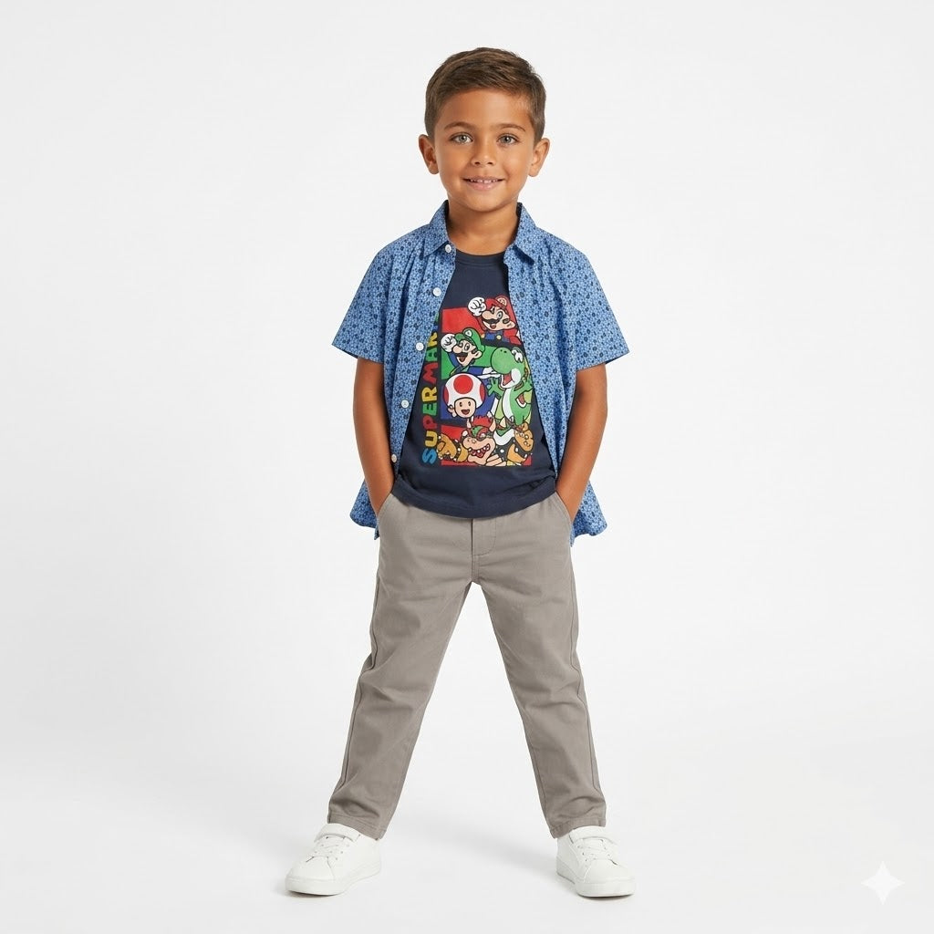 Boys Blue Super Mario Double Casual Shirt
